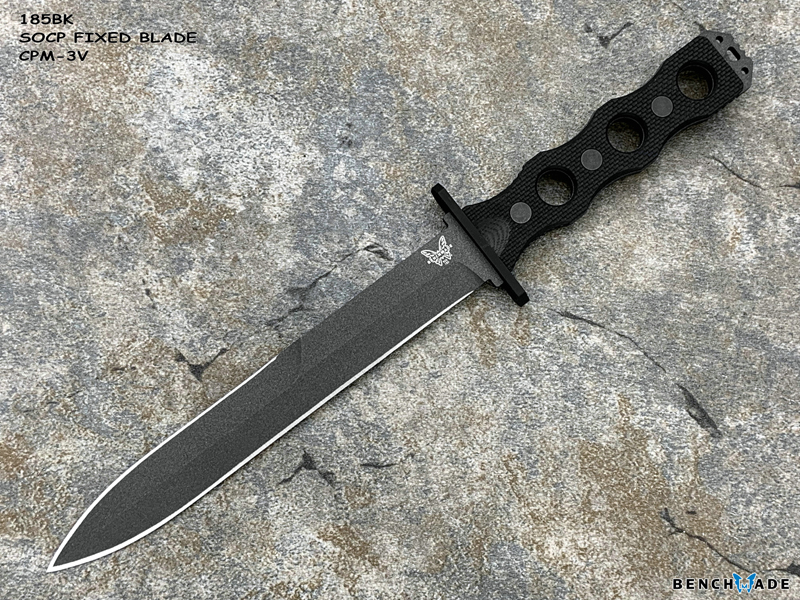 Benchmade 蝴蝶185BK SOCP FIXED BLADE CPM-3V刃材 黑色G10柄 特种作战战术直刀（现货）